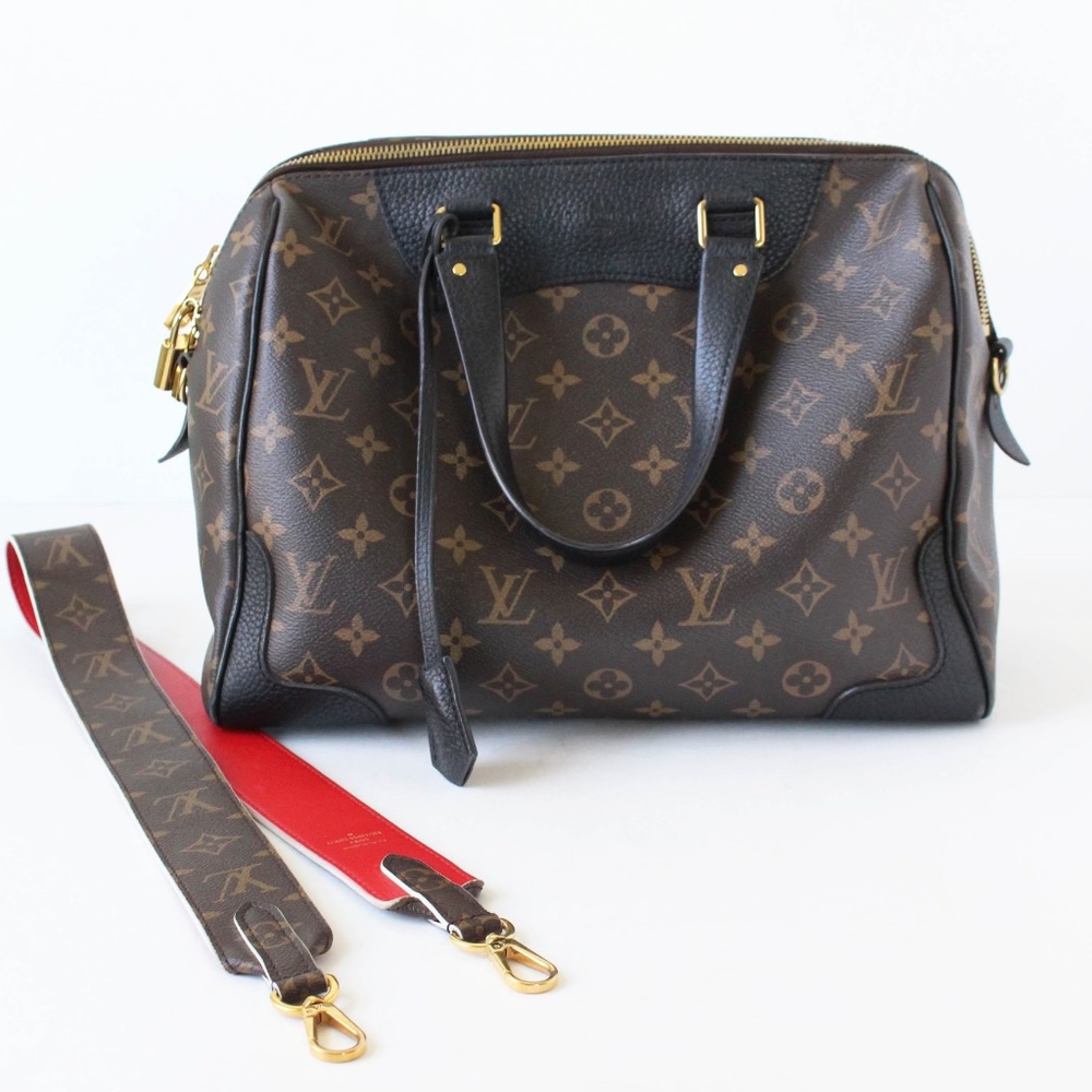 Louis Vuitton Monogram Black Retiro and Monogram Bandouliere Shoulder Strap Red